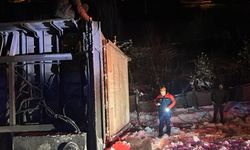 Hayvan yüklü tır şarampole devrildi