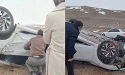 Van’da kontrolden çıkan otomobil takla attı