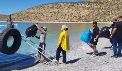 Doğaseverler Van Gölü sahilinde çöp topladı