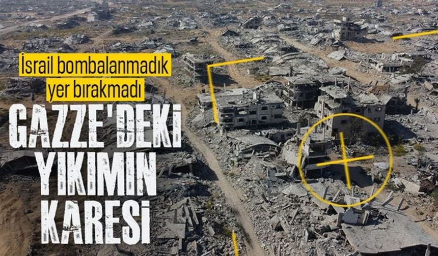 İsrail'in Gazze'nin Tel el-Hava Mahallesi'nde bıraktığı yıkım